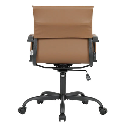 Harris Mid-Back Leather Adjustable Office Conference Chair with Armrests - Elax Furniture