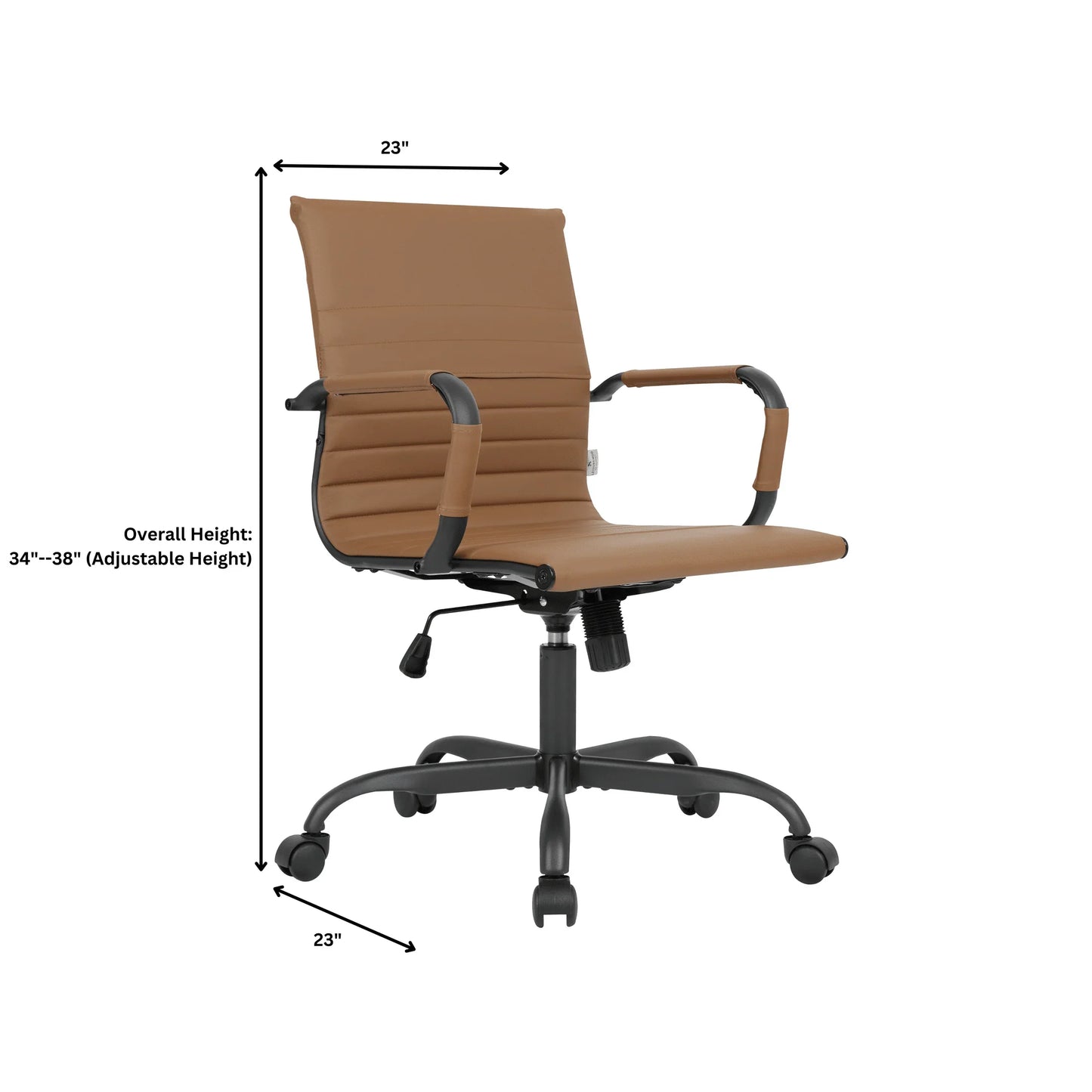Harris Mid-Back Leather Adjustable Office Conference Chair with Armrests - Elax Furniture
