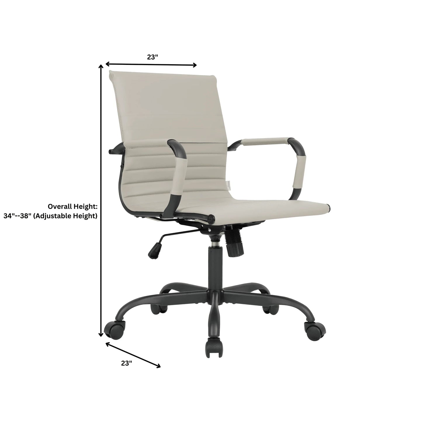 Harris Mid-Back Leather Adjustable Office Conference Chair with Armrests - Elax Furniture