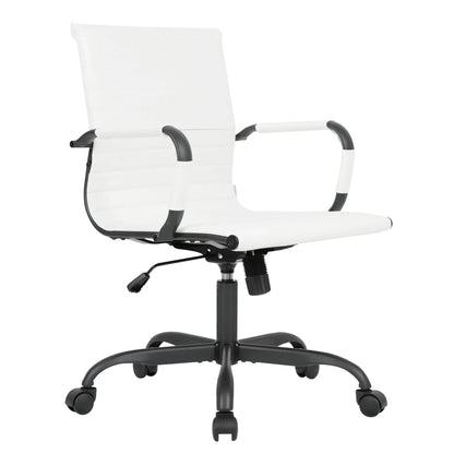 Harris Mid-Back Leather Adjustable Office Conference Chair with Armrests - Elax Furniture