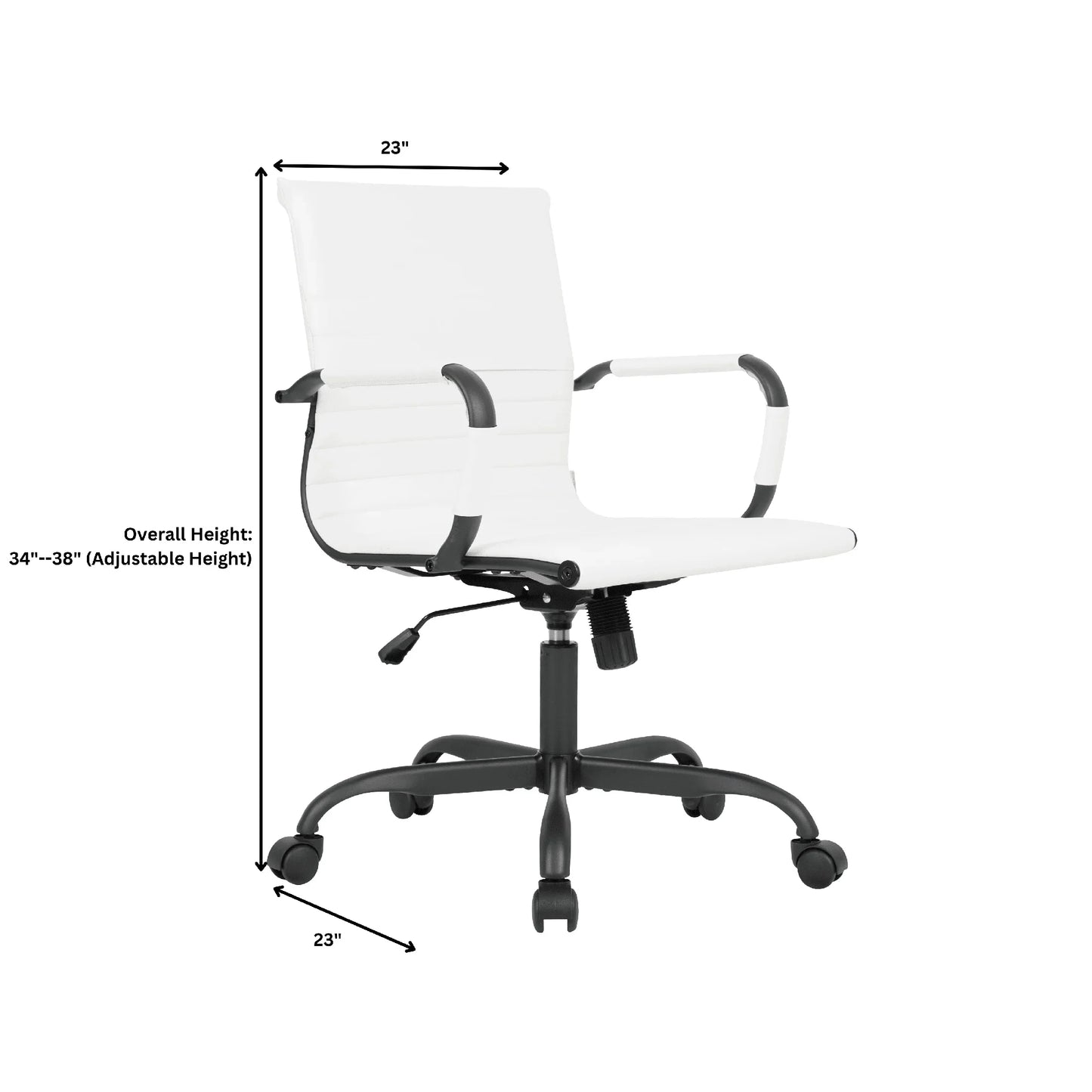 Harris Mid-Back Leather Adjustable Office Conference Chair with Armrests - Elax Furniture