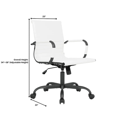 Harris Mid-Back Leather Adjustable Office Conference Chair with Armrests - Elax Furniture