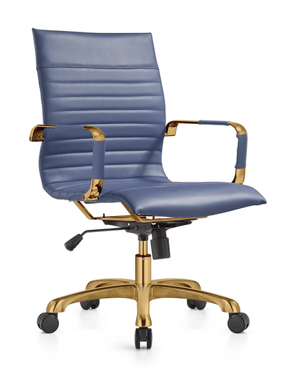 Harris Mid-Back Leather Adjustable Office Conference Chair with Armrests - Elax Furniture