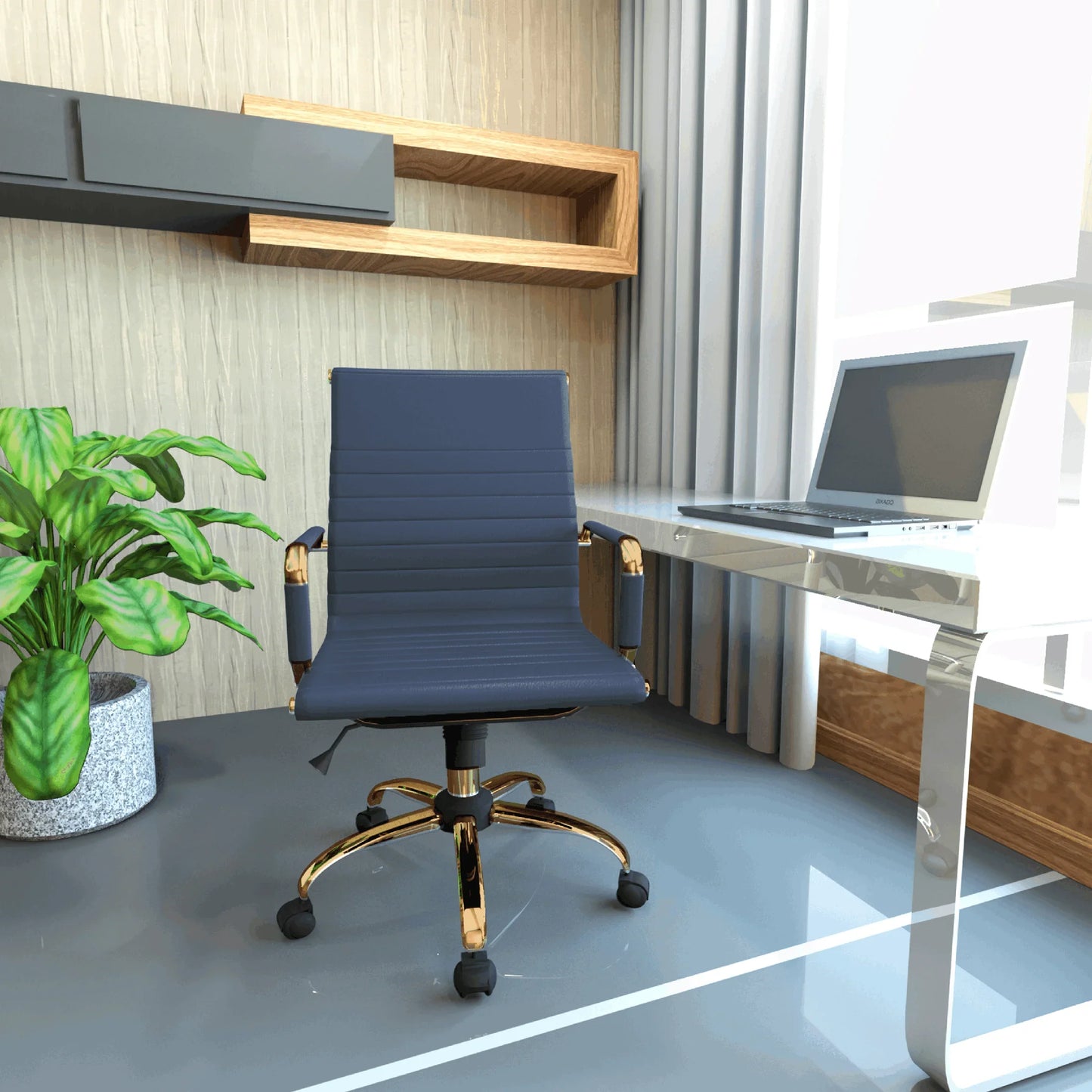 Harris Mid-Back Leather Adjustable Office Conference Chair with Armrests - Elax Furniture