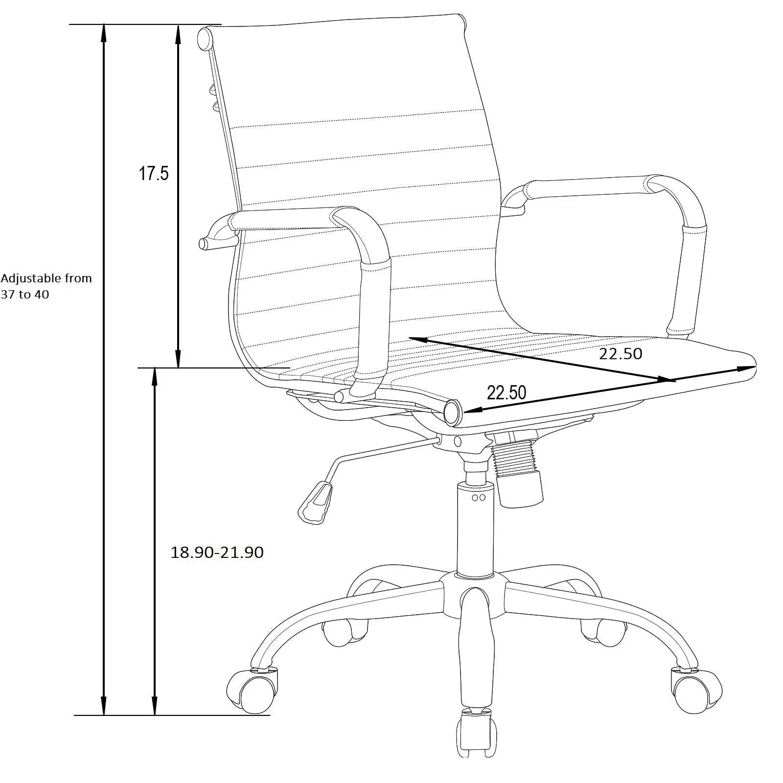 Harris Mid-Back Leather Adjustable Office Conference Chair with Armrests - Elax Furniture
