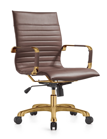 Harris Mid-Back Leather Adjustable Office Conference Chair with Armrests - Elax Furniture