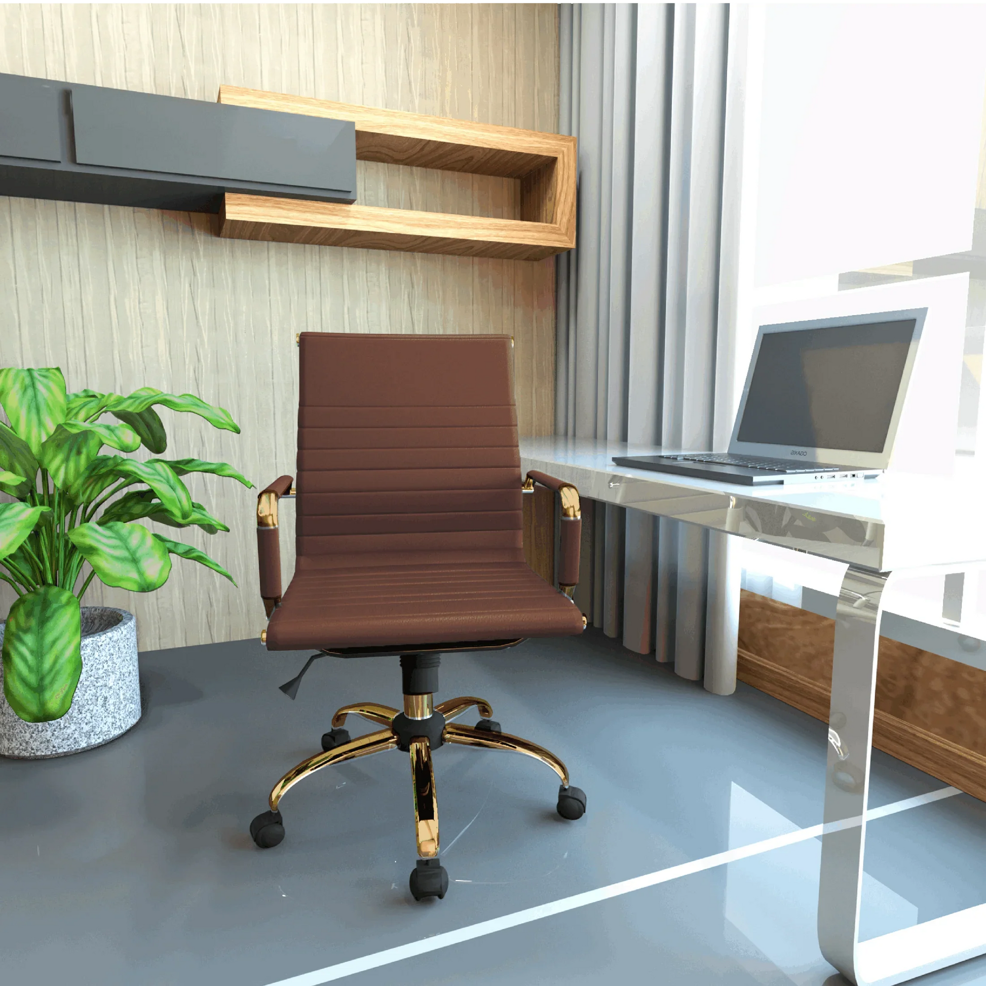 Harris Mid-Back Leather Adjustable Office Conference Chair with Armrests - Elax Furniture