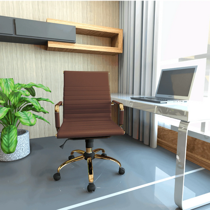Harris Mid-Back Leather Adjustable Office Conference Chair with Armrests - Elax Furniture