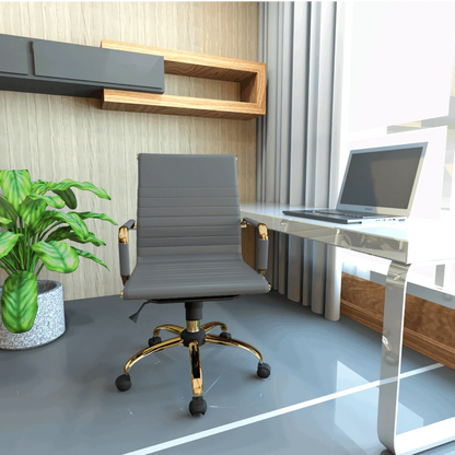 Harris Mid-Back Leather Adjustable Office Conference Chair with Armrests - Elax Furniture