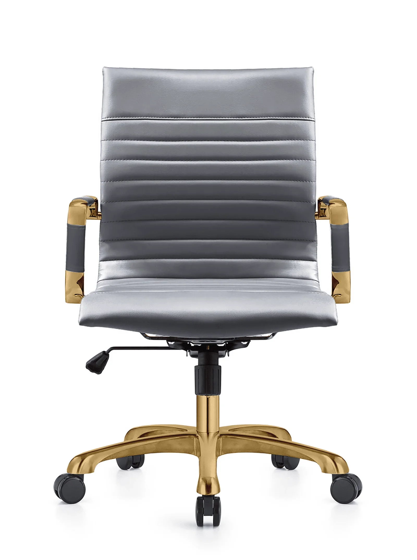 Harris Mid-Back Leather Adjustable Office Conference Chair with Armrests - Elax Furniture
