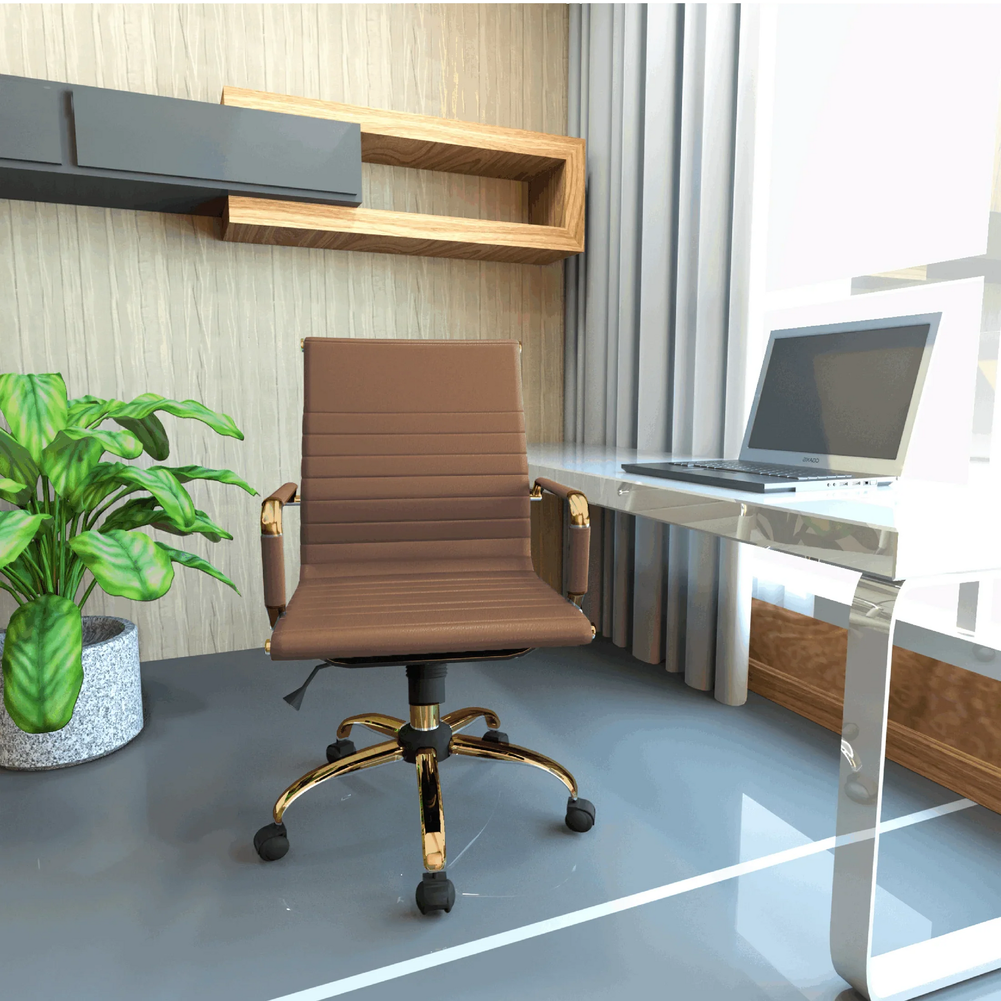 Harris Mid-Back Leather Adjustable Office Conference Chair with Armrests - Elax Furniture