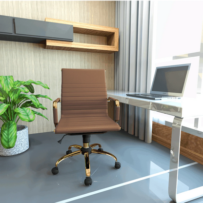 Harris Mid-Back Leather Adjustable Office Conference Chair with Armrests - Elax Furniture