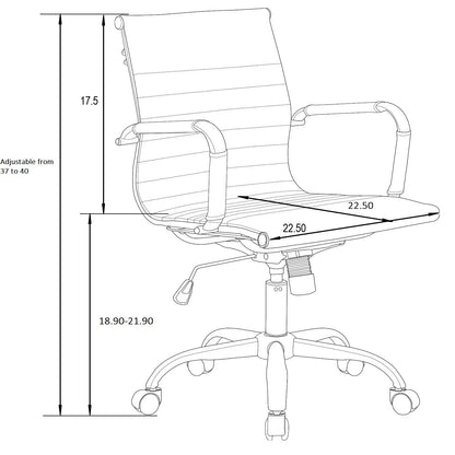 Harris Mid-Back Leather Adjustable Office Conference Chair with Armrests - Elax Furniture