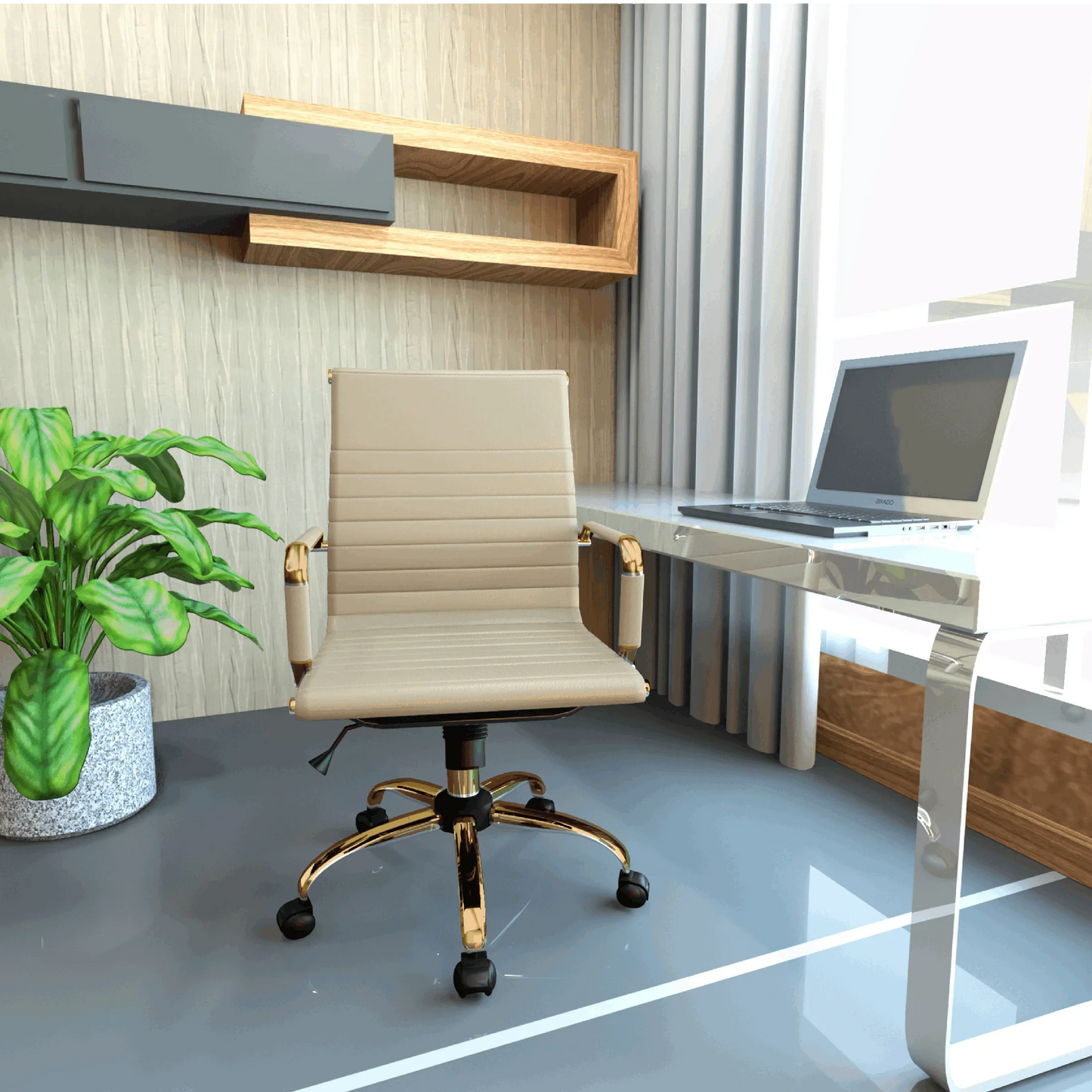 Harris Mid-Back Leather Adjustable Office Conference Chair with Armrests - Elax Furniture