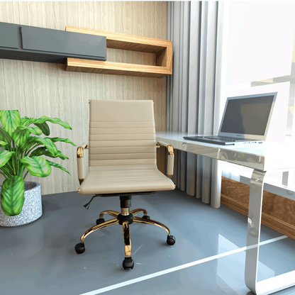 Harris Mid-Back Leather Adjustable Office Conference Chair with Armrests - Elax Furniture