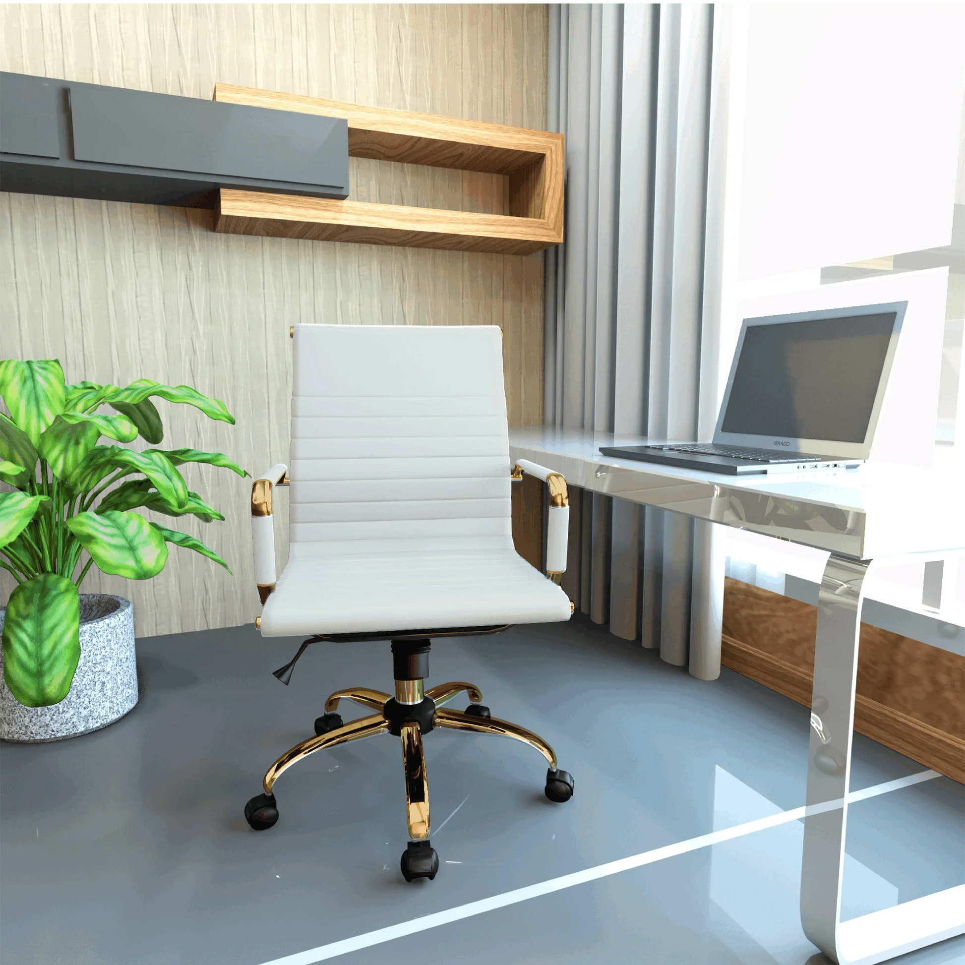 Harris Mid-Back Leather Adjustable Office Conference Chair with Armrests - Elax Furniture