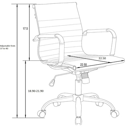 Harris Mid-Back Leather Adjustable Office Conference Chair with Armrests - Elax Furniture
