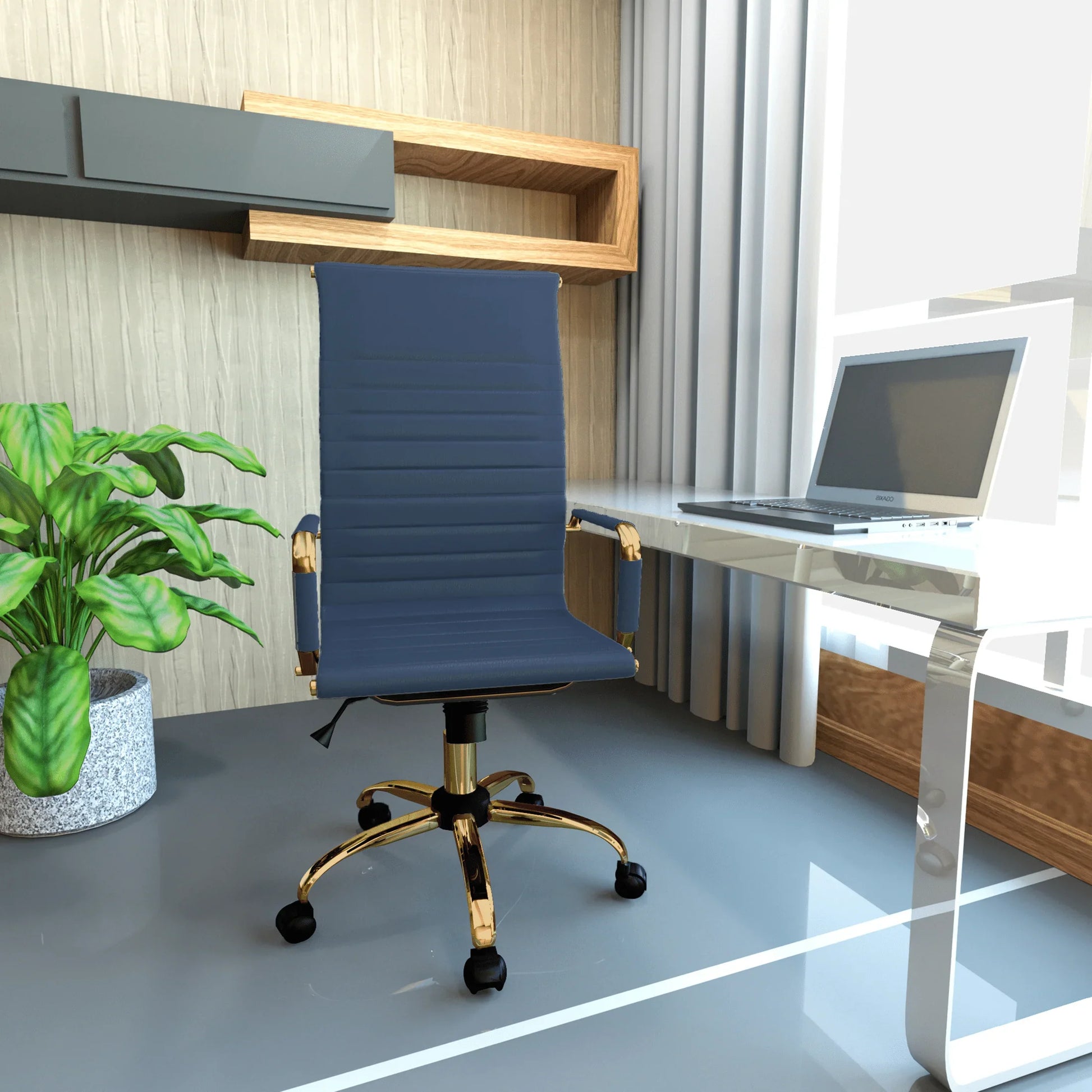 Harris Leather High-Back Adjustable Office Conference Chair with Armrests - Elax Furniture