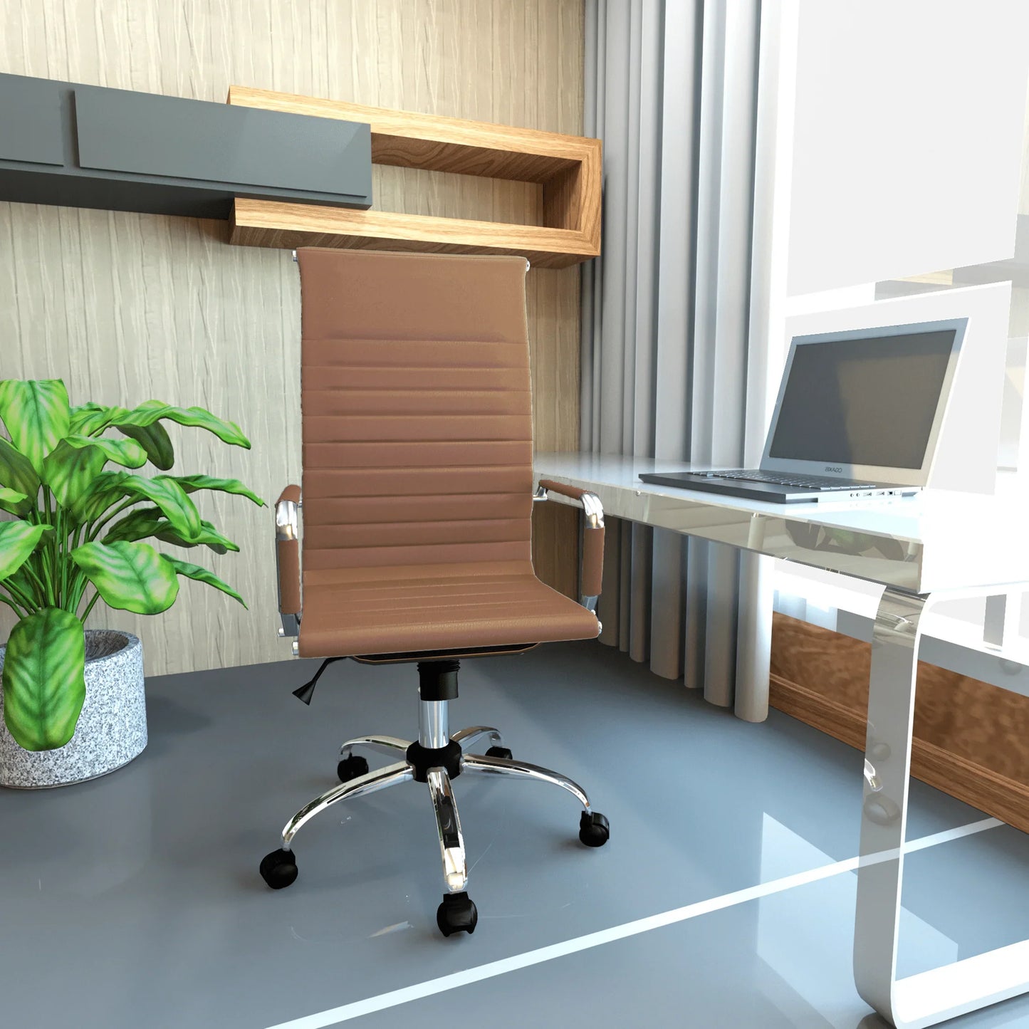 Harris Leather High-Back Adjustable Office Conference Chair with Armrests - Elax Furniture