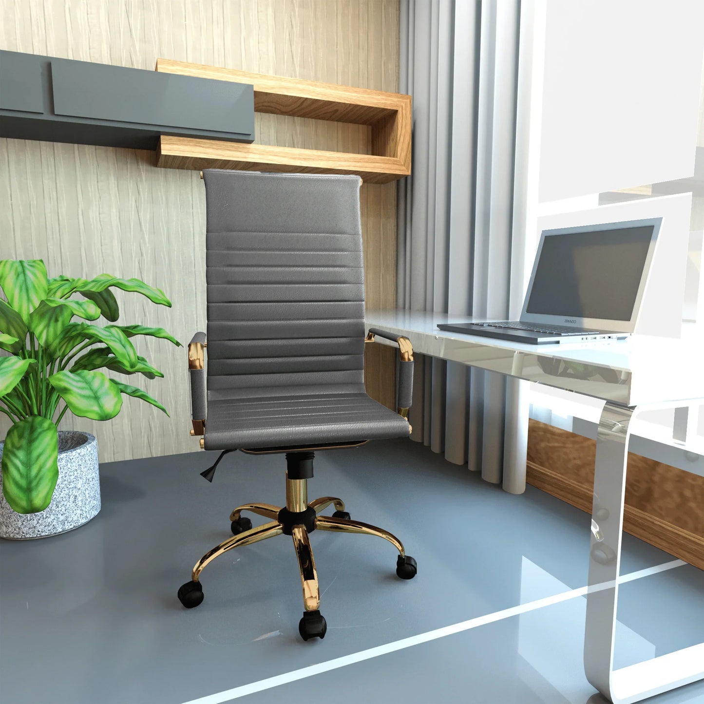 Harris Leather High-Back Adjustable Office Conference Chair with Armrests - Elax Furniture