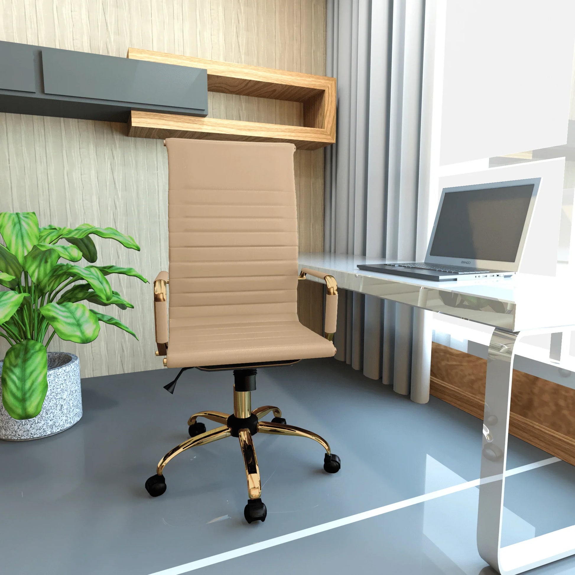 Harris Leather High-Back Adjustable Office Conference Chair with Armrests - Elax Furniture