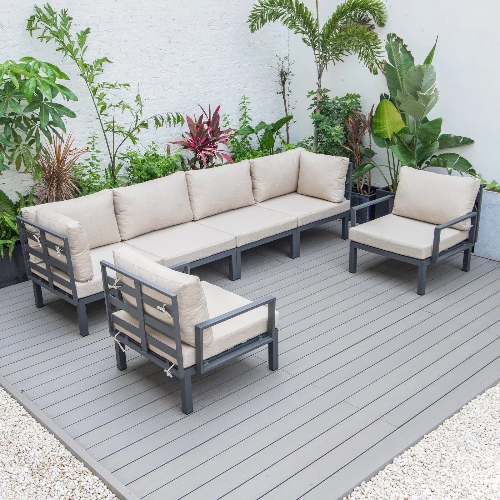 Hamilton 6-Piece Aluminum Patio Conversation Set With Cushions - Elax Furniture