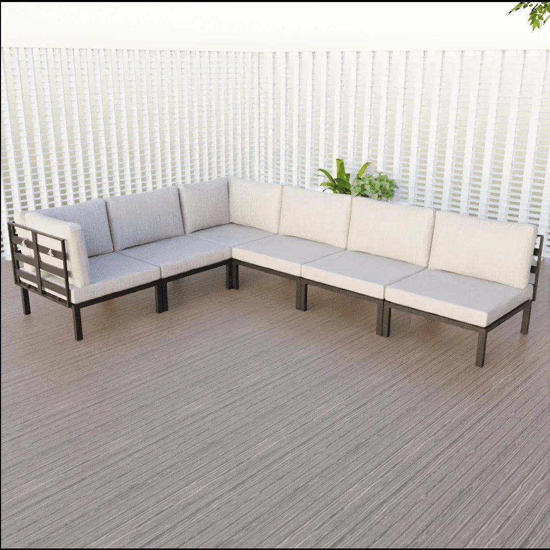 Hamilton 6-Piece Aluminum Patio Conversation Set With Cushions - Elax Furniture