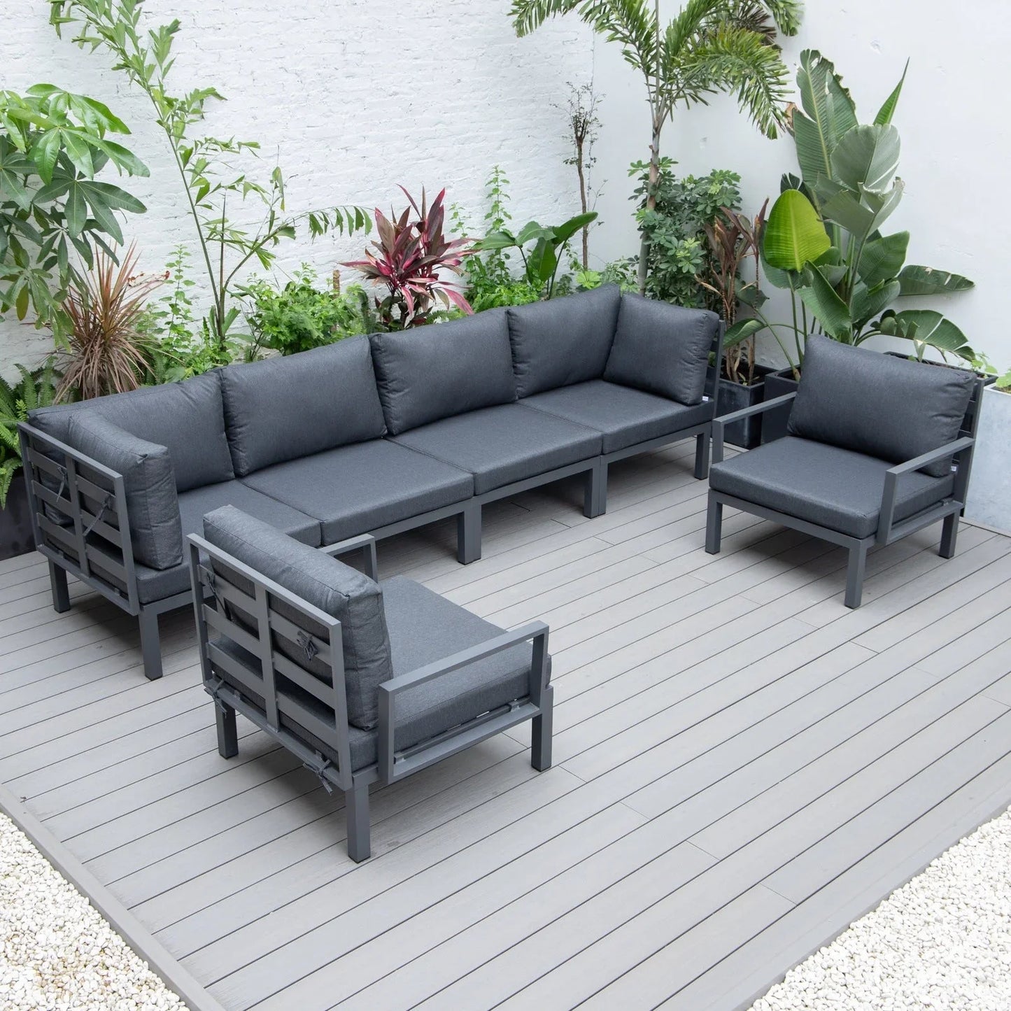 Hamilton 6-Piece Aluminum Patio Conversation Set With Cushions - Elax Furniture