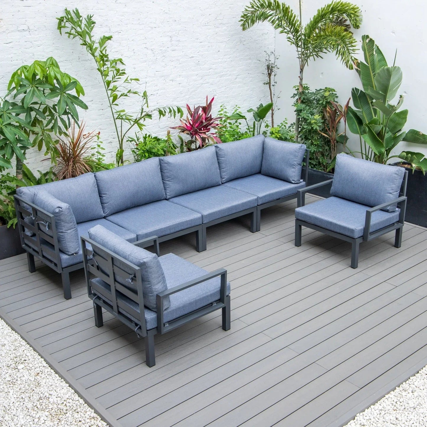 Hamilton 6-Piece Aluminum Patio Conversation Set With Cushions - Elax Furniture