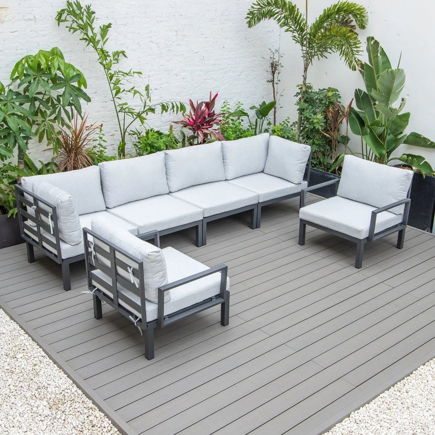 Hamilton 6-Piece Aluminum Patio Conversation Set With Cushions - Elax Furniture
