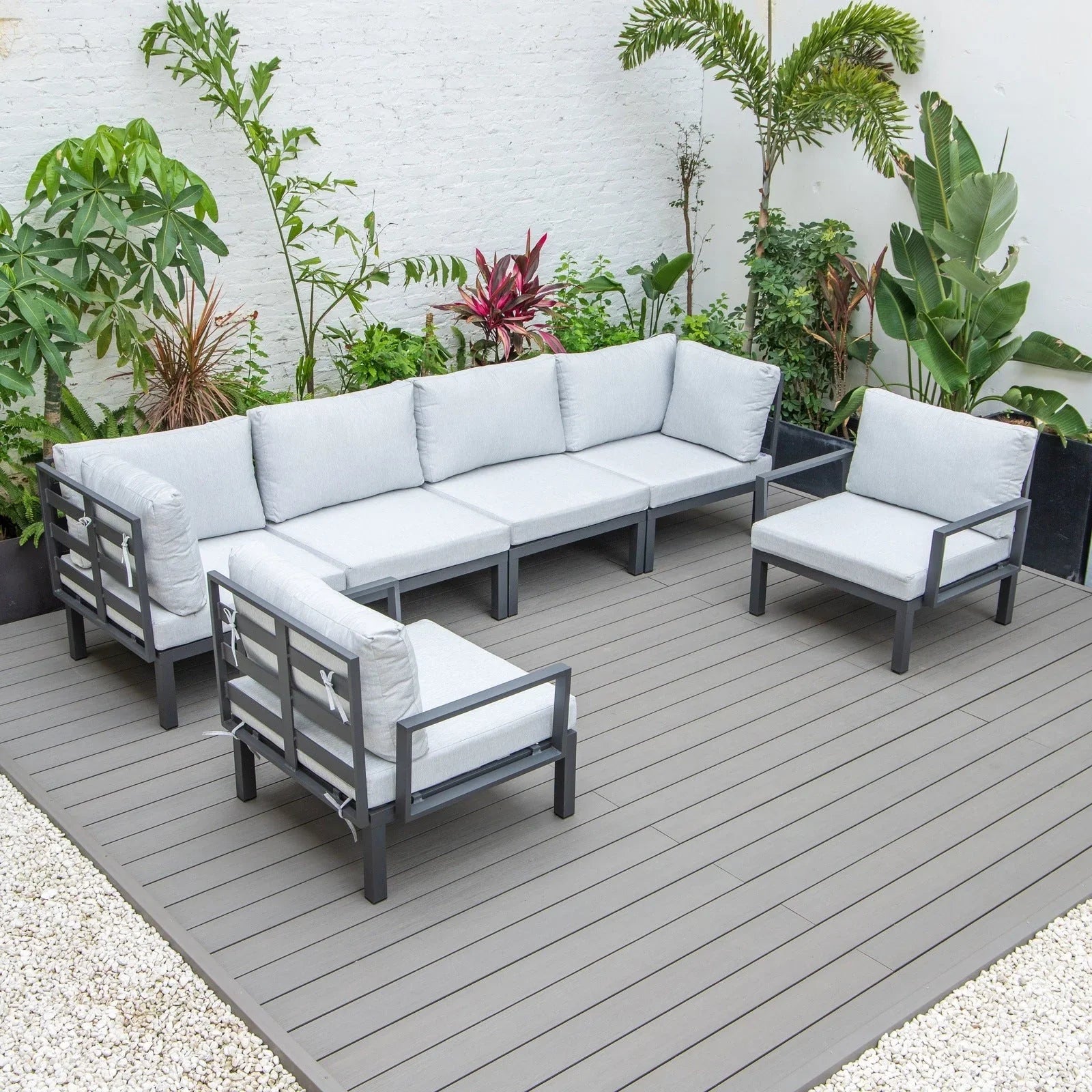 Hamilton 6-Piece Aluminum Patio Conversation Set With Cushions - Elax Furniture