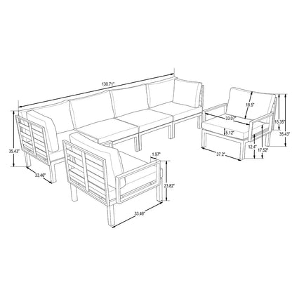 Hamilton 6-Piece Aluminum Patio Conversation Set With Cushions - Elax Furniture