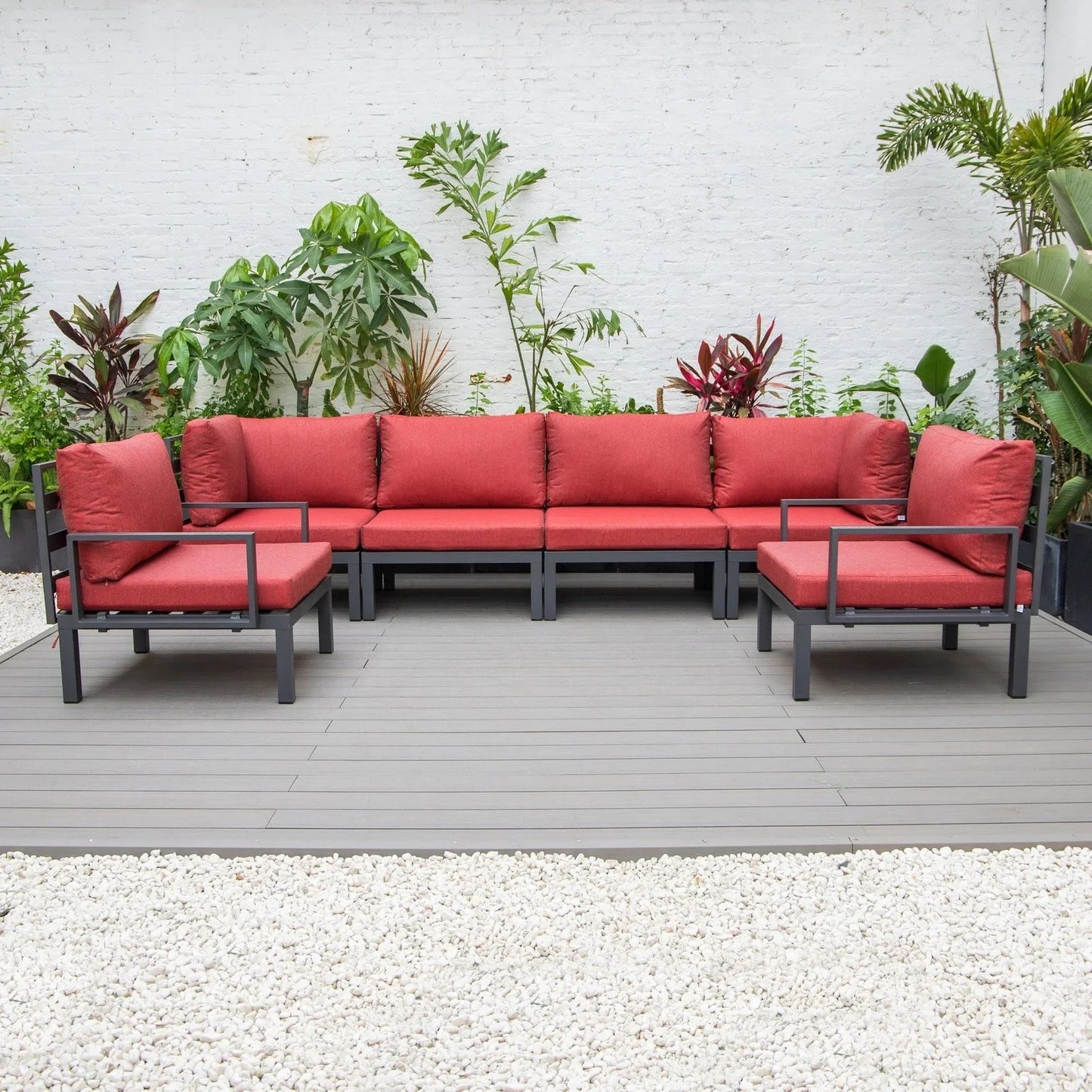 Hamilton 6-Piece Aluminum Patio Conversation Set With Cushions - Elax Furniture