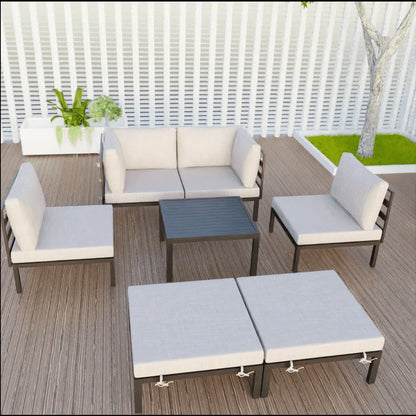 Hamilton 7-Piece Aluminum Patio Conversation Set With Coffee Table And Cushions - Elax Furniture
