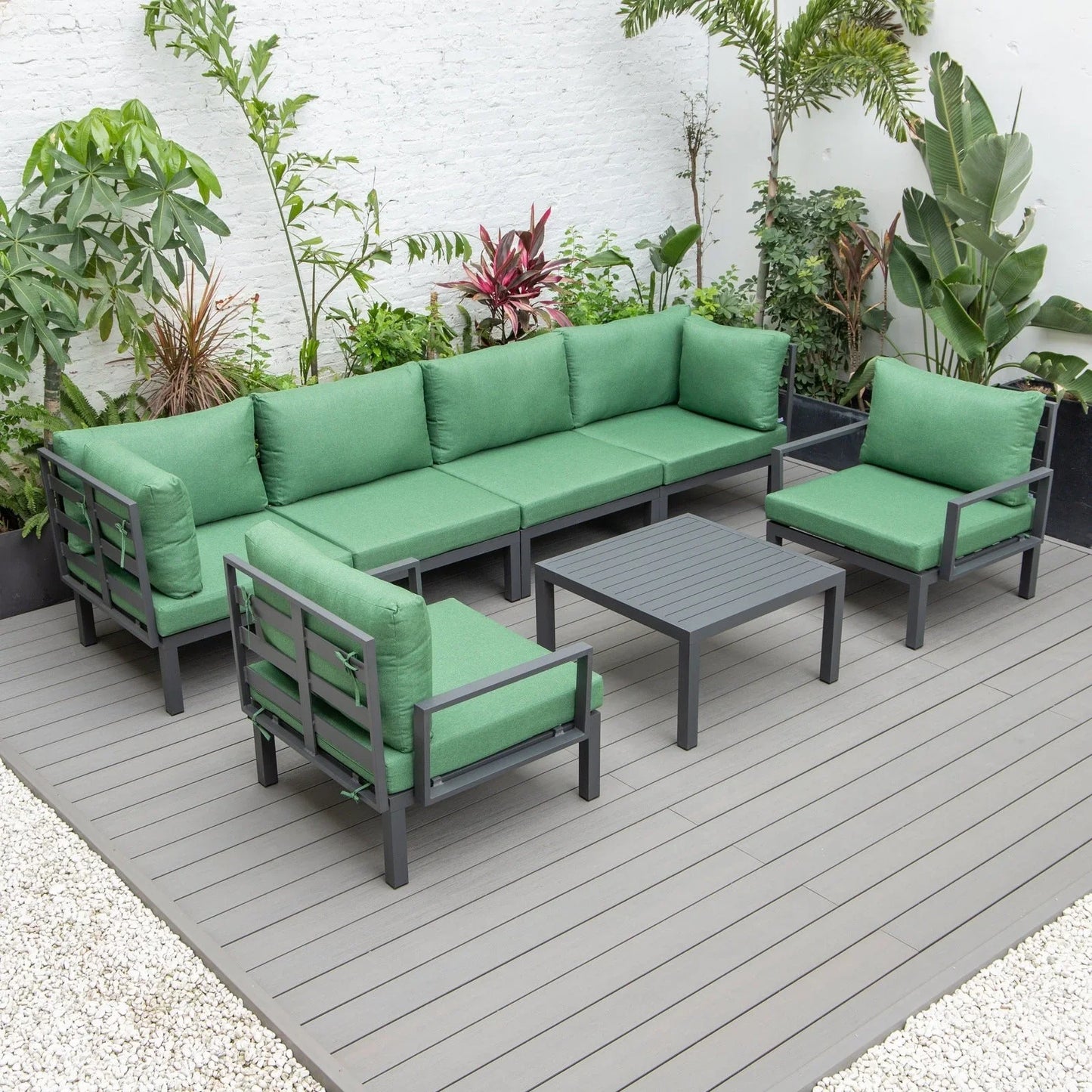 Hamilton 7-Piece Aluminum Patio Conversation Set With Coffee Table And Cushions - Elax Furniture