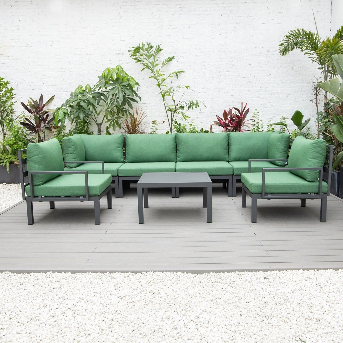 Hamilton 7-Piece Aluminum Patio Conversation Set With Coffee Table And Cushions - Elax Furniture