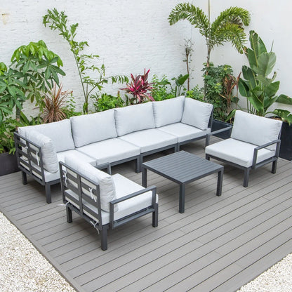 Hamilton 7-Piece Aluminum Patio Conversation Set With Coffee Table And Cushions - Elax Furniture