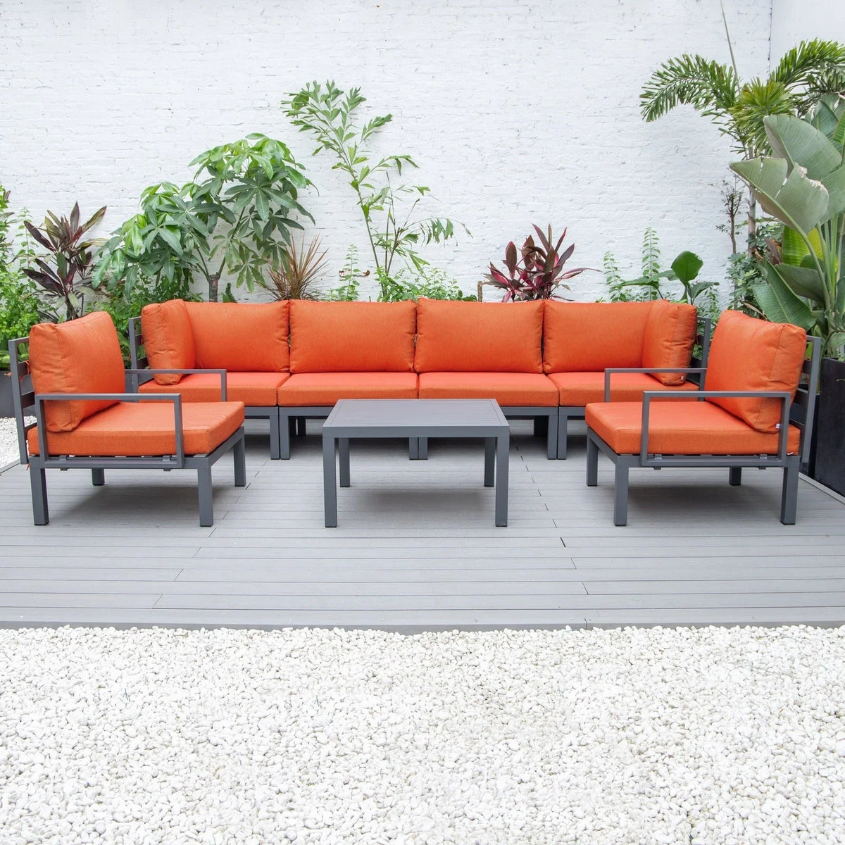 Hamilton 7-Piece Aluminum Patio Conversation Set With Coffee Table And Cushions - Elax Furniture