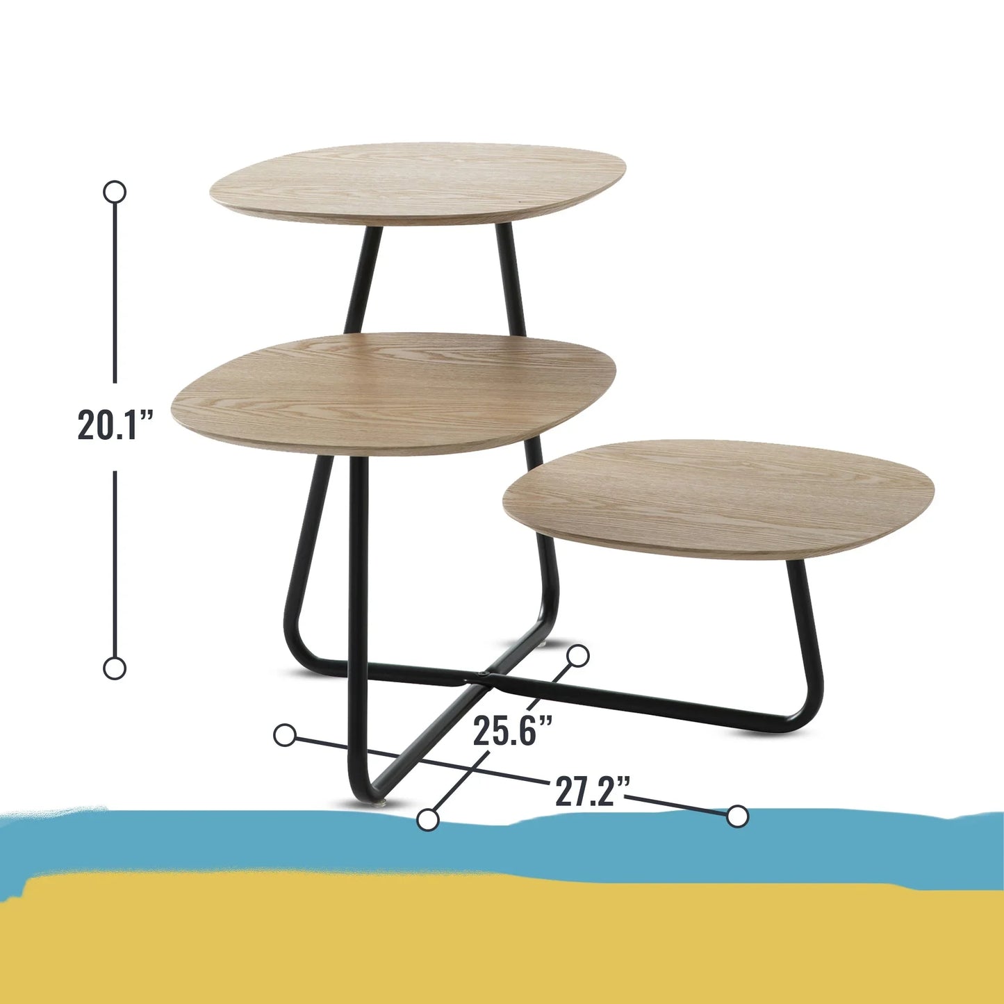 Hazelton Multi-Top End Tables with Manufactured Wood Top and Powder Coated Steel Frame - Elax Furniture