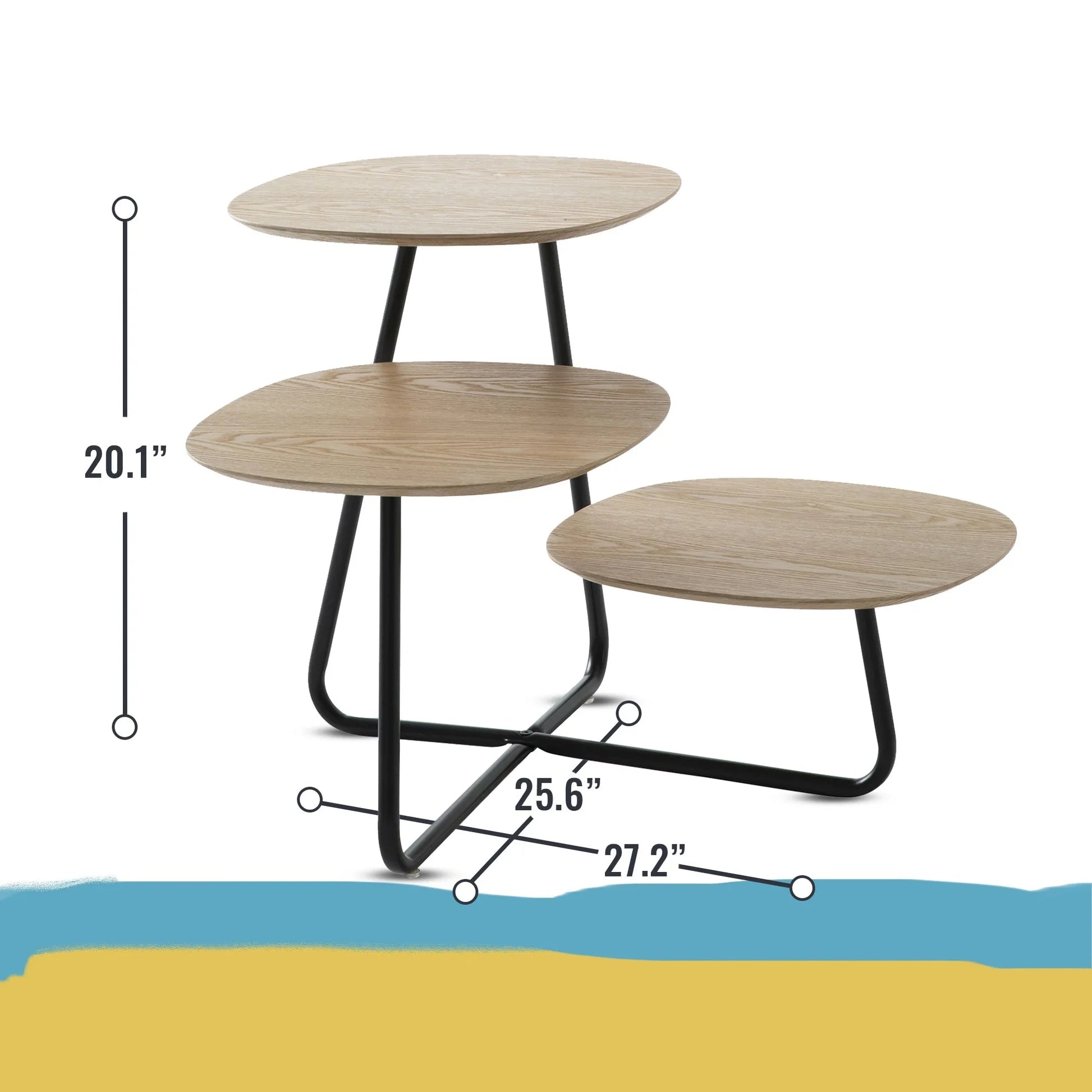 Hazelton Multi-Top End Tables with Manufactured Wood Top and Powder Coated Steel Frame - Elax Furniture