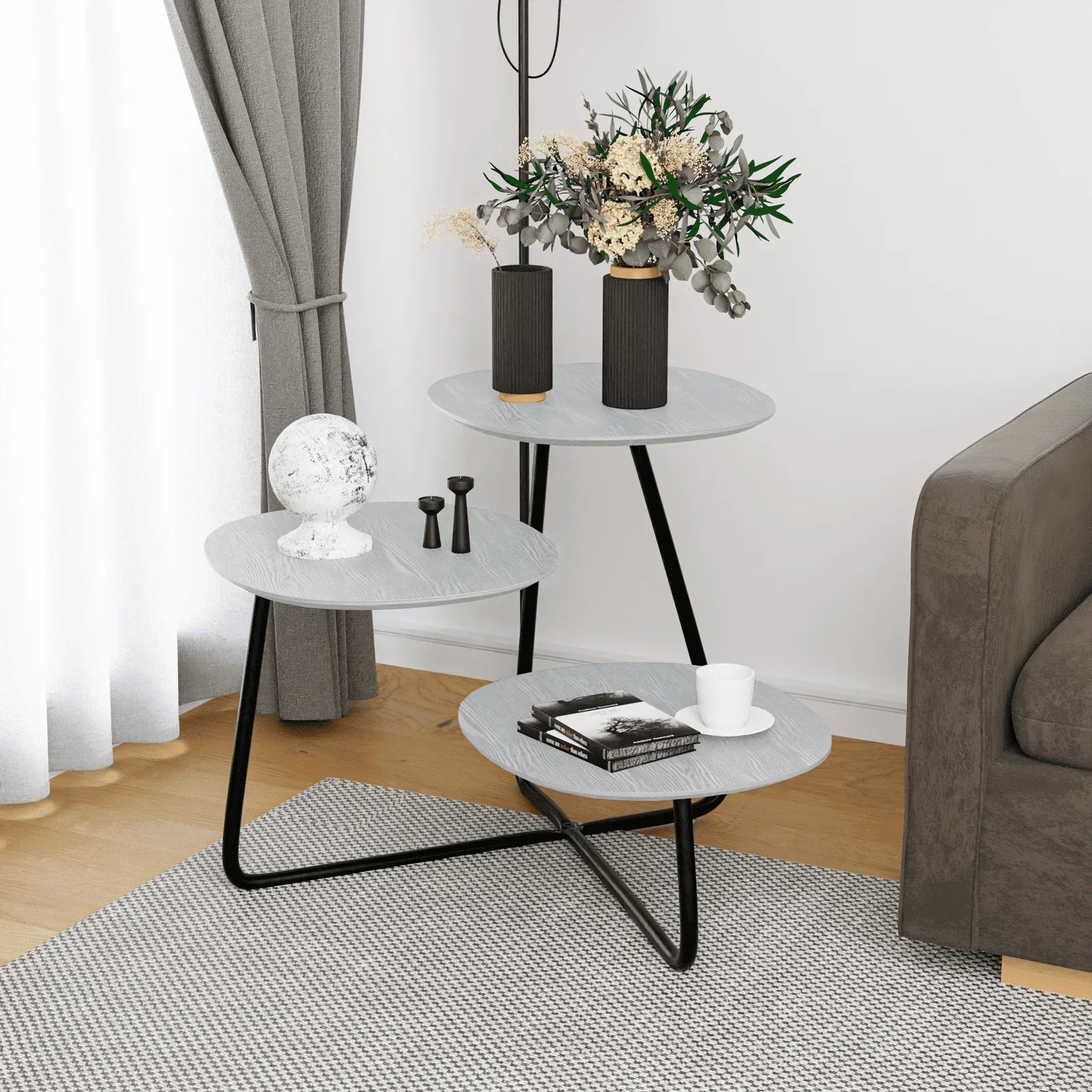Hazelton Multi-Top End Tables with Manufactured Wood Top and Powder Coated Steel Frame - Elax Furniture