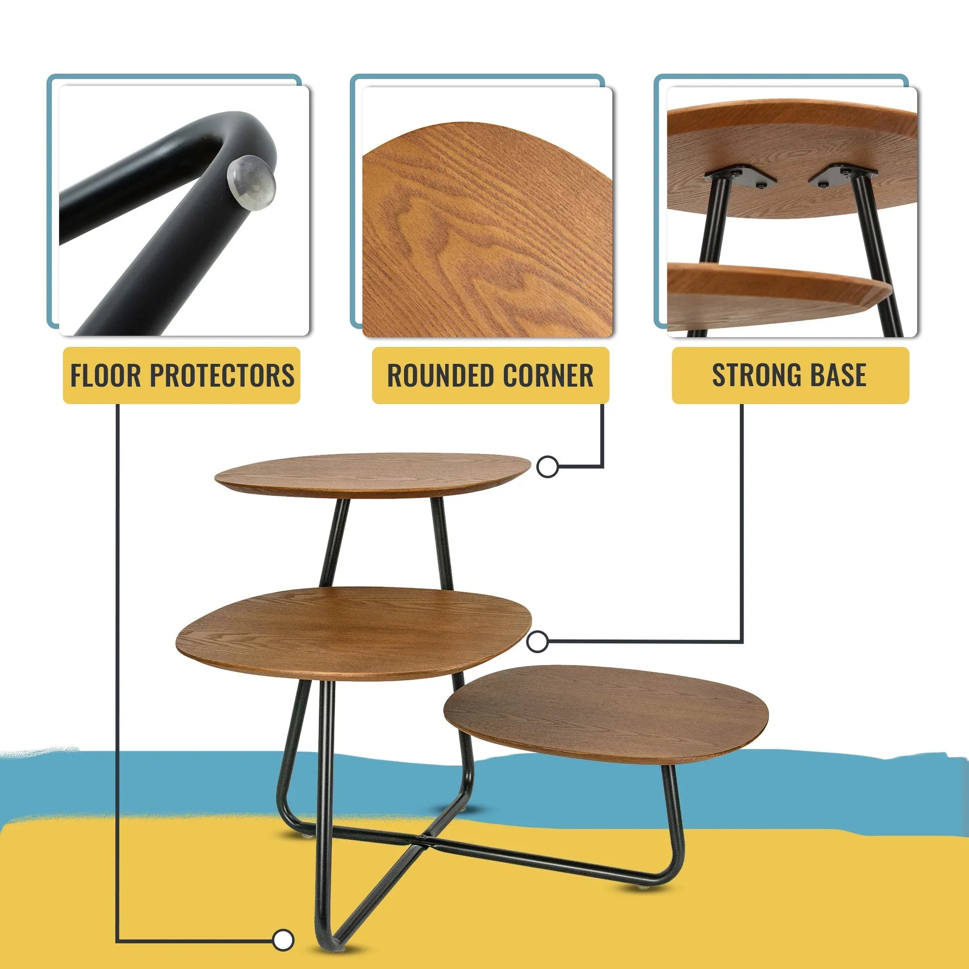 Hazelton Multi-Top End Tables with Manufactured Wood Top and Powder Coated Steel Frame - Elax Furniture