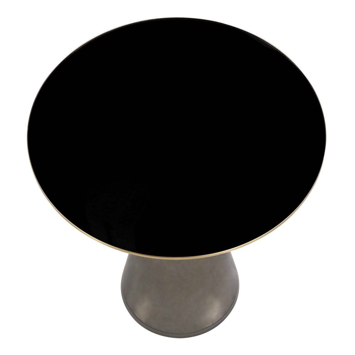 Hyalus Tully 19-Inch Round Glass Side Table with Iron Rim Frame and Glass Base Black Side Table Leisuremod