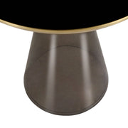 Hyalus Tully 19-Inch Round Glass Side Table with Iron Rim Frame and Glass Base Black Side Table Leisuremod