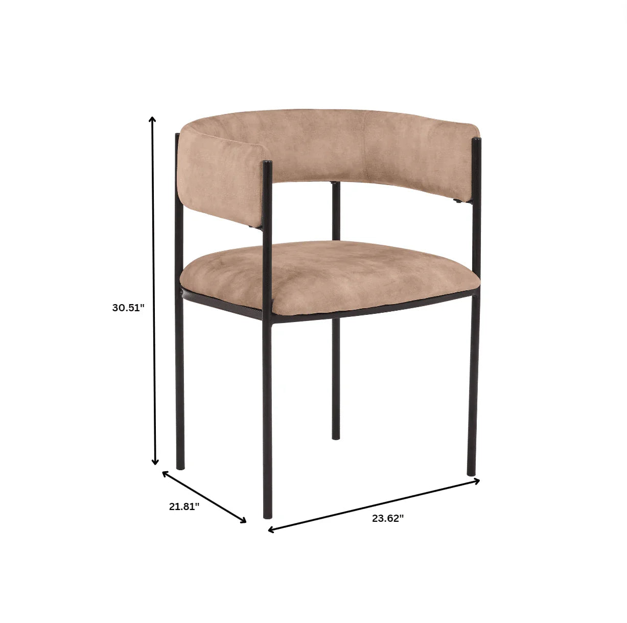 Cyril Dining Chair in Leather or Velvet with Open Back Design and Powder-Coated Iron Frame - Elax Furniture