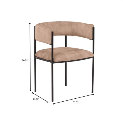 Cyril Dining Chair in Leather or Velvet with Open Back Design and Powder-Coated Iron Frame - Elax Furniture