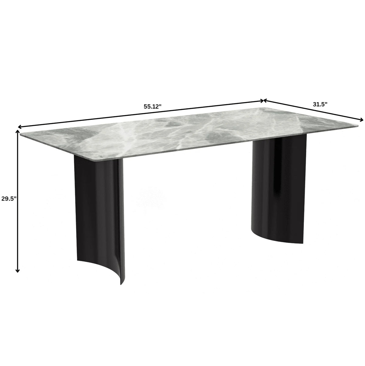 Zara Rectangular Dining Table with Glass/Sintered Stone Top and Stainless Steel Base - Elax Furniture
