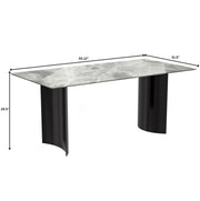 Zara Rectangular Dining Table with Glass/Sintered Stone Top and Stainless Steel Base - Elax Furniture
