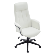 Inifini High-Back Leather Ergonomic Office Chair With Lumbar Support, Adjustable Hight and Swivel White Office Chair Leisuremod