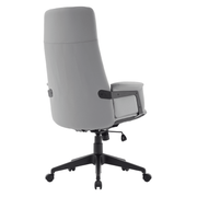 Inifini High-Back Leather Ergonomic Office Chair With Lumbar Support, Adjustable Hight and Swivel Grey Office Chair Leisuremod